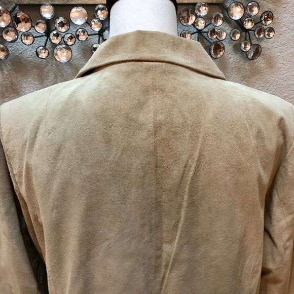 Classic Cream Suede Leather Jacket - Women's Large - Picture 5 of 9